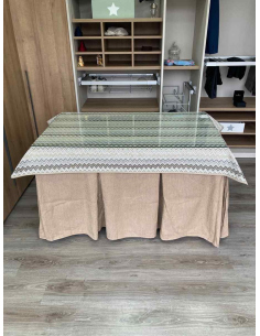 Ropa de Mesa Camilla Chenilla 10 Pliegues color Beige con Tapete Estriado 2