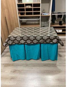 Ropa de Mesa Camilla Chenilla 10 Pliegues color Azul con Tapete Acebo 2