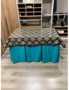Ropa de Mesa Camilla Chenilla 10 Pliegues color Azul con Tapete Acebo 2