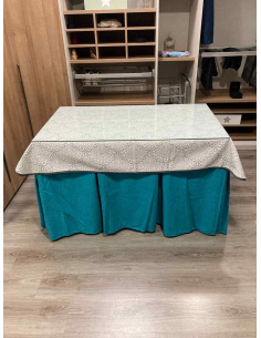 Ropa de Mesa de Camilla Chenilla 10 Pliegues color Azul con Tapete Sol 2