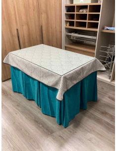 Ropa de Mesa de Camilla Chenilla 10 Pliegues color Azul con Tapete Sol