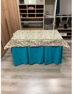 Ropa de Mesa Camilla Chenilla 10 Pliegues color Azul con Tapete Plantas 2