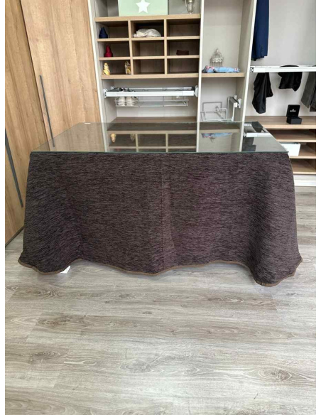 Ropa de mesa rectangular tejida chenilla de color marron
