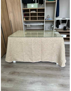 Ropa de mesa beige para mesa rectangular en color beige 2