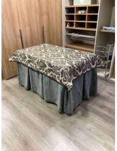 Ropa de Mesa de Camilla Doble Grueso 10 Pliegues Gris con Tapete Ras