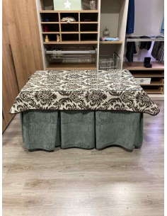 Ropa de Mesa de Camilla Doble Grueso 10 Pliegues Gris con Tapete Ras 2