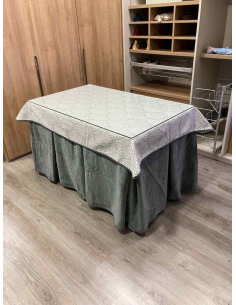 Ropa de Mesa de Camilla Doble Grueso 10 Pliegues Gris con Tapete Sol