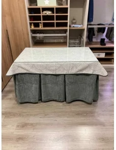 Ropa de Mesa de Camilla Doble Grueso 10 Pliegues Gris con Tapete Sol 2