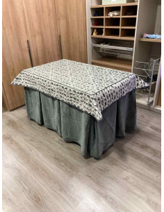 Ropa de Mesa de Camilla Doble Grueso 10 Pliegues Gris con Tapete Sena