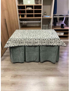 Ropa de Mesa de Camilla Doble Grueso 10 Pliegues Gris con Tapete Sena 2