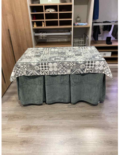Ropa de Mesa Camilla Doble Grueso 10 Pliegues Gris con Tapete Azulejo 2