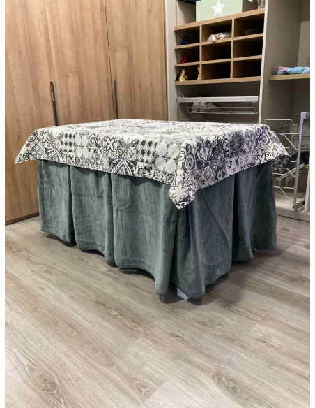 Conjunto Doble Grueso 10 Pliegues Gris con Tapete Azulejo