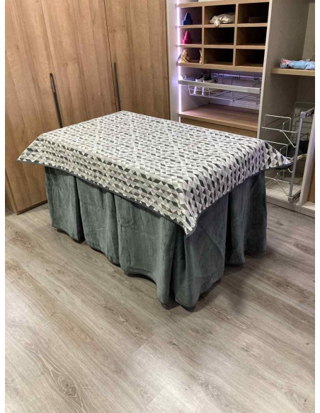 Conjunto Doble Grueso 10 Pliegues Gris con Tapete Sena