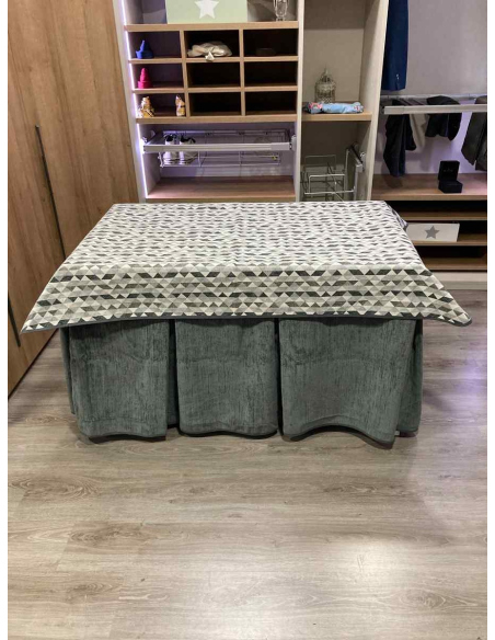 Conjunto Doble Grueso 10 Pliegues Gris con Tapete Sena