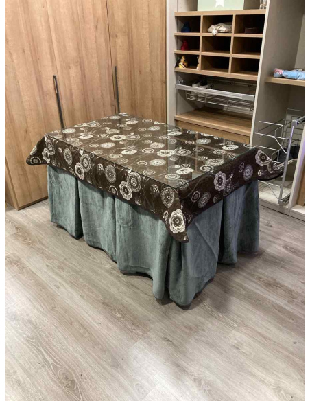 Conjunto Doble Grueso 10 Pliegues Gris con Tapete Mandala