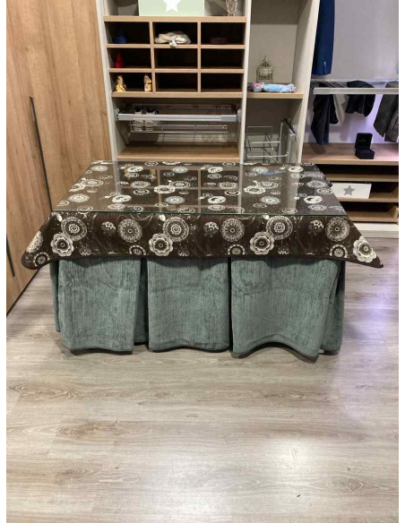 Conjunto Doble Grueso 10 Pliegues Gris con Tapete Mandala