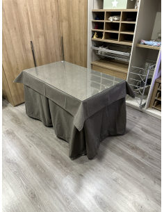 Ropa de Mesa Camilla Antimanchas Aterciopelada Triplegrueso color Chocolate con Tapete Liso Chocolate