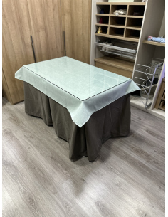 Ropa de Mesa Camilla Antimanchas Aterciopelada Triplegrueso color Chocolate con Tapete Liso Roca