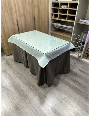 Ropa de Mesa Camilla Antimanchas Aterciopelada Triplegrueso color Chocolate con Tapete Liso Roca