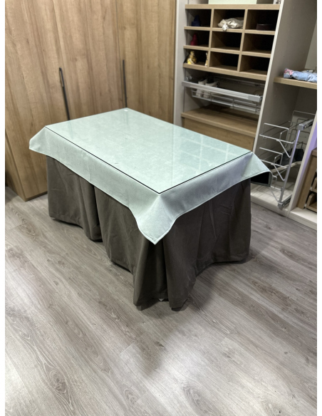 Ropa de Mesa Camilla Antimanchas Aterciopelada Triplegrueso color Chocolate con Tapete Liso Roca