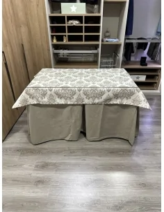 Ropa de Mesa de Camilla Antimanchas Aterciopelada Triplegrueso color Beige con Tapete Vintage 2