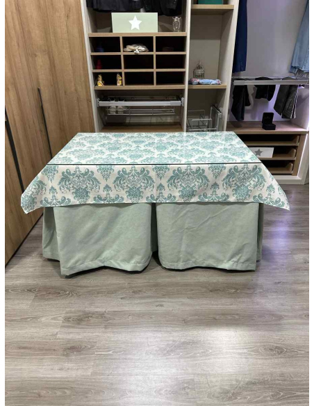 Ropa de Mesa Camilla Antimanchas Aterciopelada Triplegrueso color Roca con Tapete Vintage