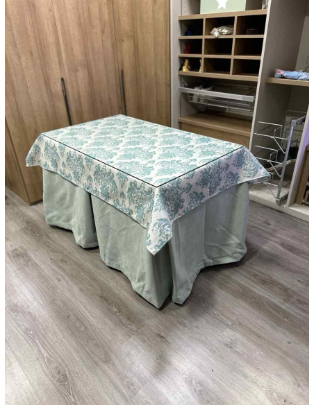 Ropa de Mesa Camilla Antimanchas Aterciopelada Triplegrueso color Roca con Tapete Vintage