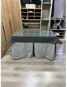 Ropa de Mesa Camilla Antimanchas Aterciopelada Triplegrueso color Gris con Tapete Liso Grafito 2