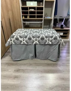 Ropa de Mesa Camilla Antimanchas Aterciopelada Triplegrueso color Gris con Tapete Vintage 2