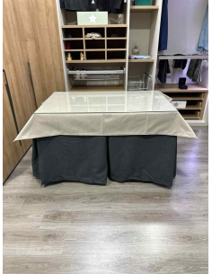 Ropa de Mesa Camilla Antimanchas Aterciopelada Triplegrueso color Grafito con Tapete Liso Beige 2