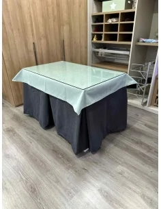 Ropa de Mesa Camilla Antimanchas Aterciopelada Triplegrueso color Grafito con Tapete Liso Roca