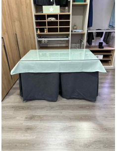 Ropa de Mesa Camilla Antimanchas Aterciopelada Triplegrueso color Grafito con Tapete Liso Roca 2