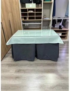 Ropa de Mesa Camilla Antimanchas Aterciopelada Triplegrueso color Grafito con Tapete Liso Roca 2