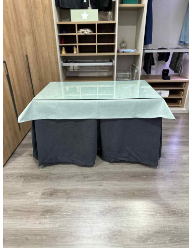 Ropa de Mesa Camilla Antimanchas Aterciopelada Triplegrueso color Grafito con Tapete Liso Roca