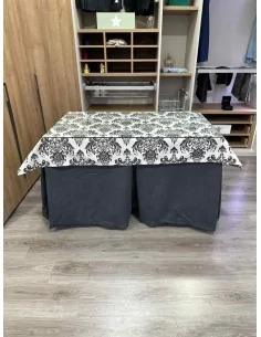 Ropa de Mesa de Camilla Antimanchas Aterciopelada Triplegrueso color Grafito con Tapete Vintage 2