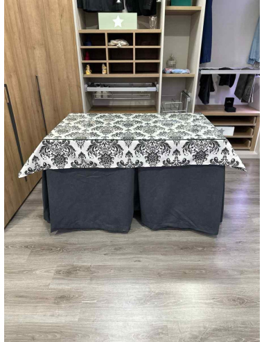 Ropa de Mesa de Camilla Antimanchas Aterciopelada Triplegrueso color Grafito con Tapete Vintage