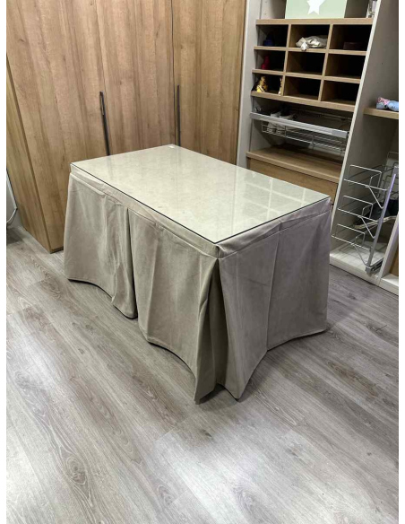 Ropa de Mesa de Camilla Antimanchas Aterciopelada Triplegrueso color Beige