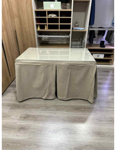 Ropa de Mesa de Camilla Antimanchas Aterciopelada Triplegrueso color Beige