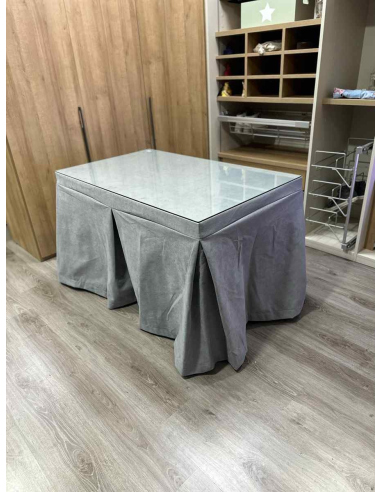 Ropa de Mesa Camilla Antimanchas Aterciopelada Triplegrueso color Gris