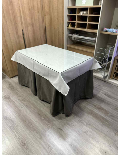 Conjunto Completo Antimanchas Aterciopelada Triplegrueso color Chocolate con Tapete Liso Marfil