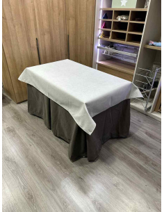 Conjunto Completo Antimanchas Aterciopelada Triplegrueso color Chocolate con Tapete Liso Marfil 2