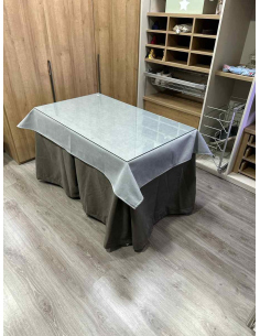 Conjunto Completo Antimanchas Aterciopelada Triplegrueso color Chocolate con Tapete Liso Gris