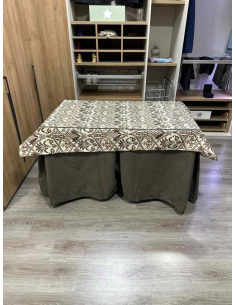 Conjunto Completo Antimanchas Aterciopelada Triplegrueso color Chocolate con Tapete Vintage 2