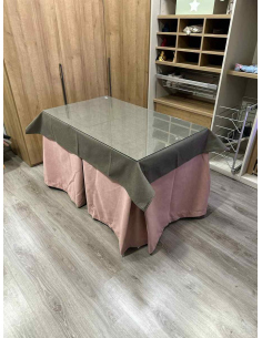 Conjunto Completo Antimanchas Aterciopelada Triplegrueso color Rosa con Tapete Liso Chocolate