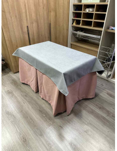 Conjunto Completo Antimanchas Aterciopelada Triplegrueso color Rosa con Tapete Liso Gris 2