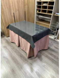 Conjunto Completo Antimanchas Aterciopelada Triplegrueso color Rosa con Tapete Liso Grafito