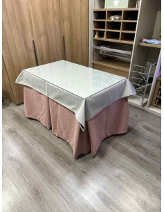 Conjunto Completo Antimanchas Aterciopelada Triplegrueso color Rosa con Tapete Liso Marfil