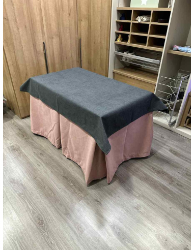 Conjunto Completo Antimanchas Aterciopelada Triplegrueso color Rosa con Tapete Liso Grafito