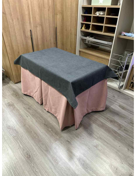 Conjunto Completo Antimanchas Aterciopelada Triplegrueso color Rosa con Tapete Liso Grafito