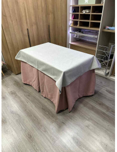Conjunto Completo Antimanchas Aterciopelada Triplegrueso color Rosa con Tapete Liso Marfil 2